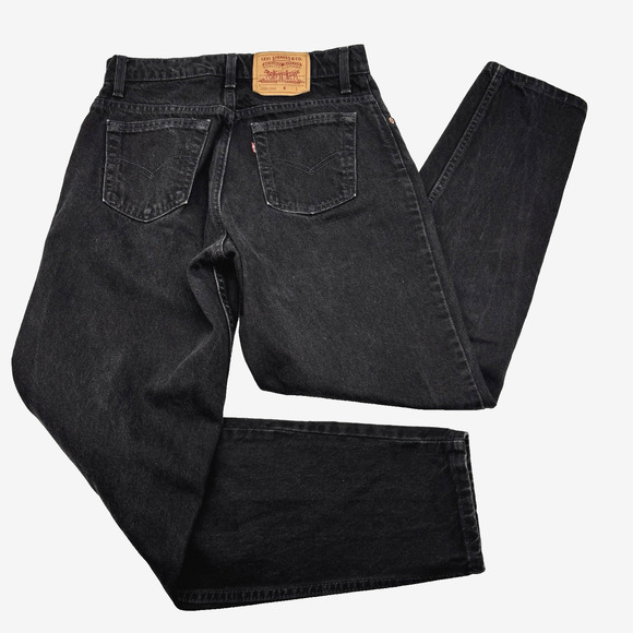 1993 Levi's 550 Black Denim High Rise Relaxed Tapered Jeans 11 29x31" USA Made - Picture 1 of 16